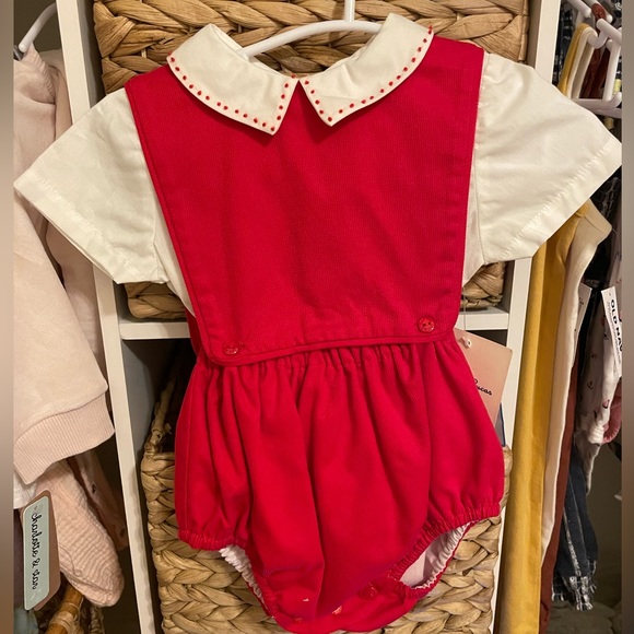 Sophie & Lucas Baby Boys Classic Vintage Overall with Shirt - Red main image 1